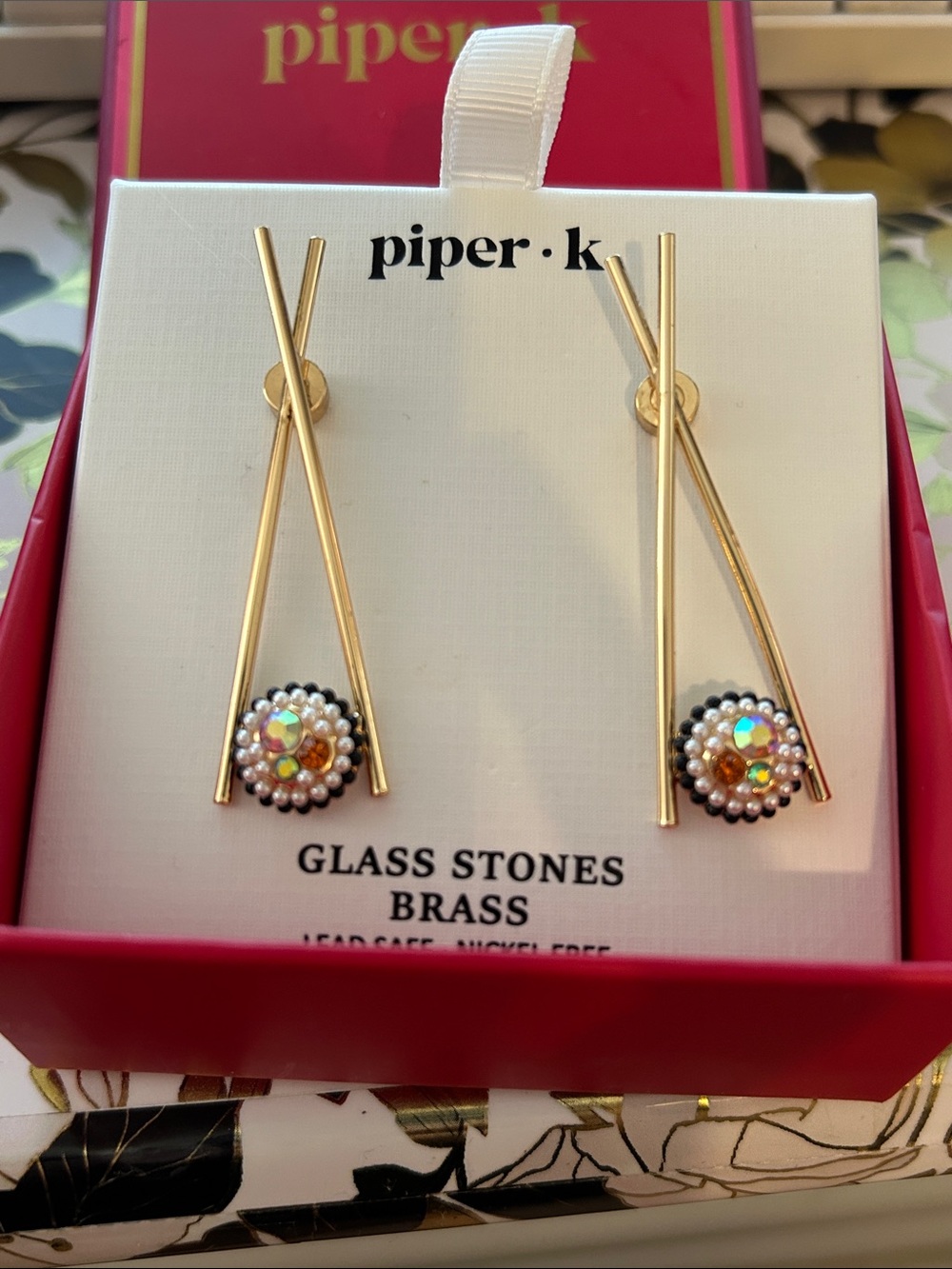 Piper Gold-Tone Nickel Free Sushi Drop Earrings